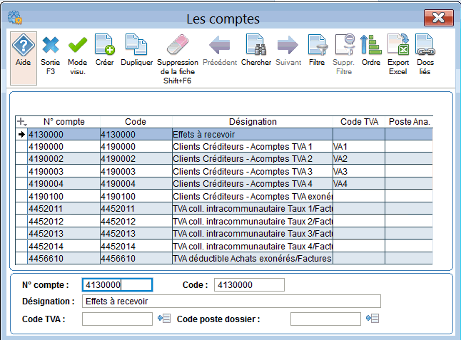 gestion des comptes comptables