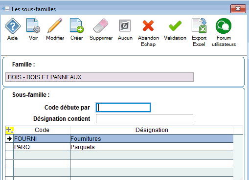choix sous famille