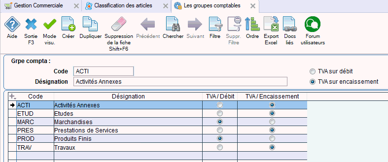 gestion des groupes comptables