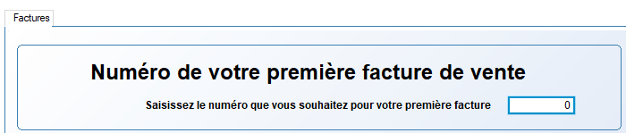 numéro de la 1ère facture de vente