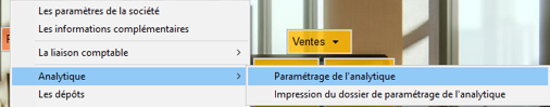 choix "paramétrage de l'analytique"