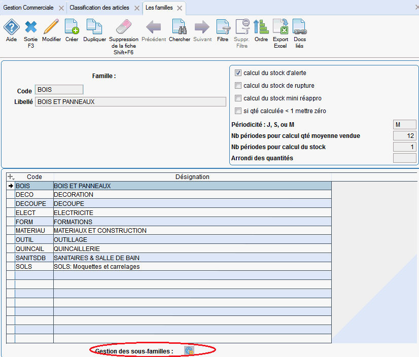 appel des sous familles