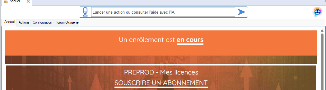 Bandeau page d'accueil : un enrôlement est en cours