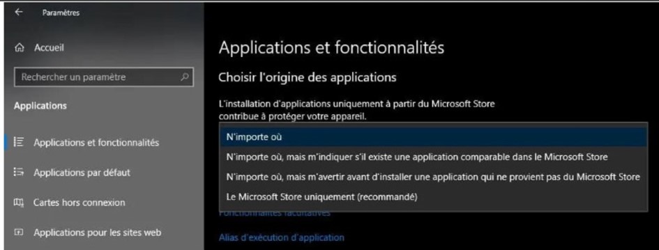 Paramètre MS Store